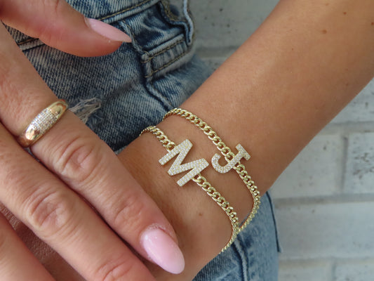 'MINI CUBAN INITIAL BRACELET'