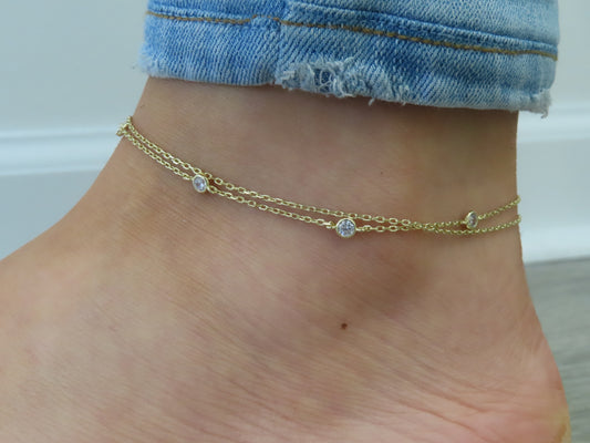 'BEZEL LAYERED ANKLET'