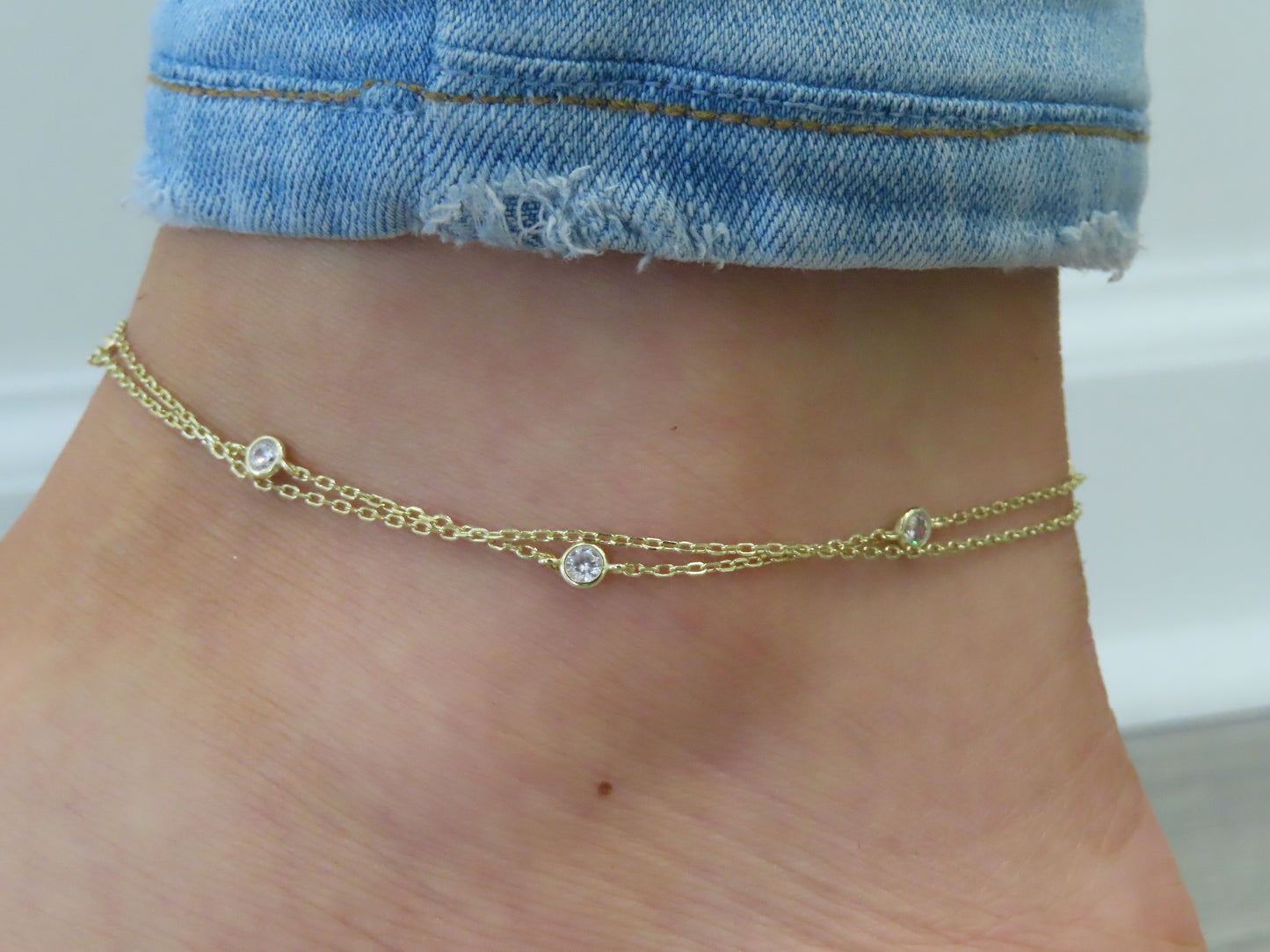 'BEZEL LAYERED ANKLET'