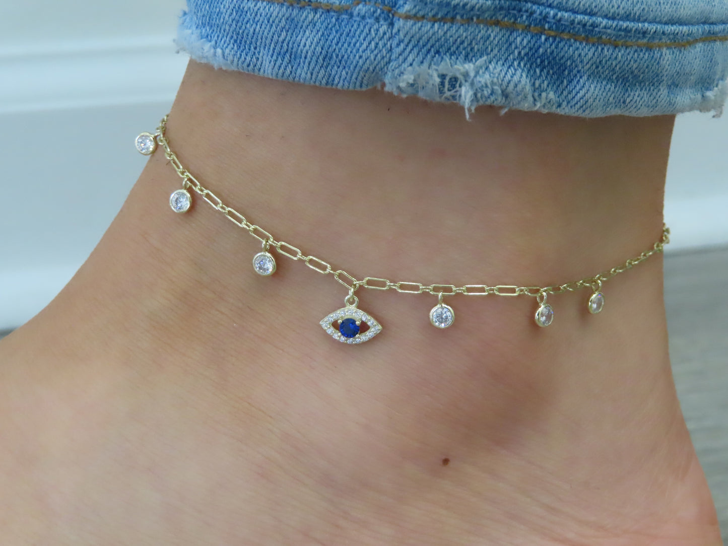 'EVIL EYE OPEN LINK ANKLET'