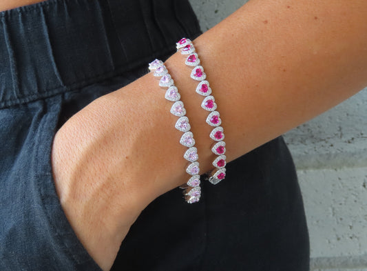 'PINK HEARTS TENNIS BRACELET'