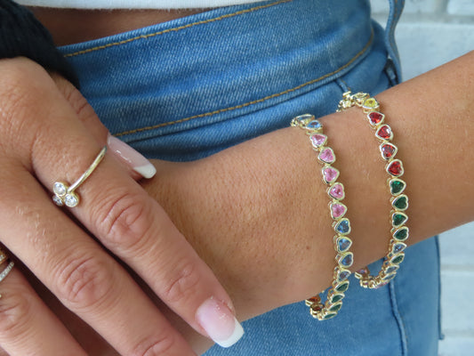 'RAINBOW HEARTS TENNIS BRACELET'