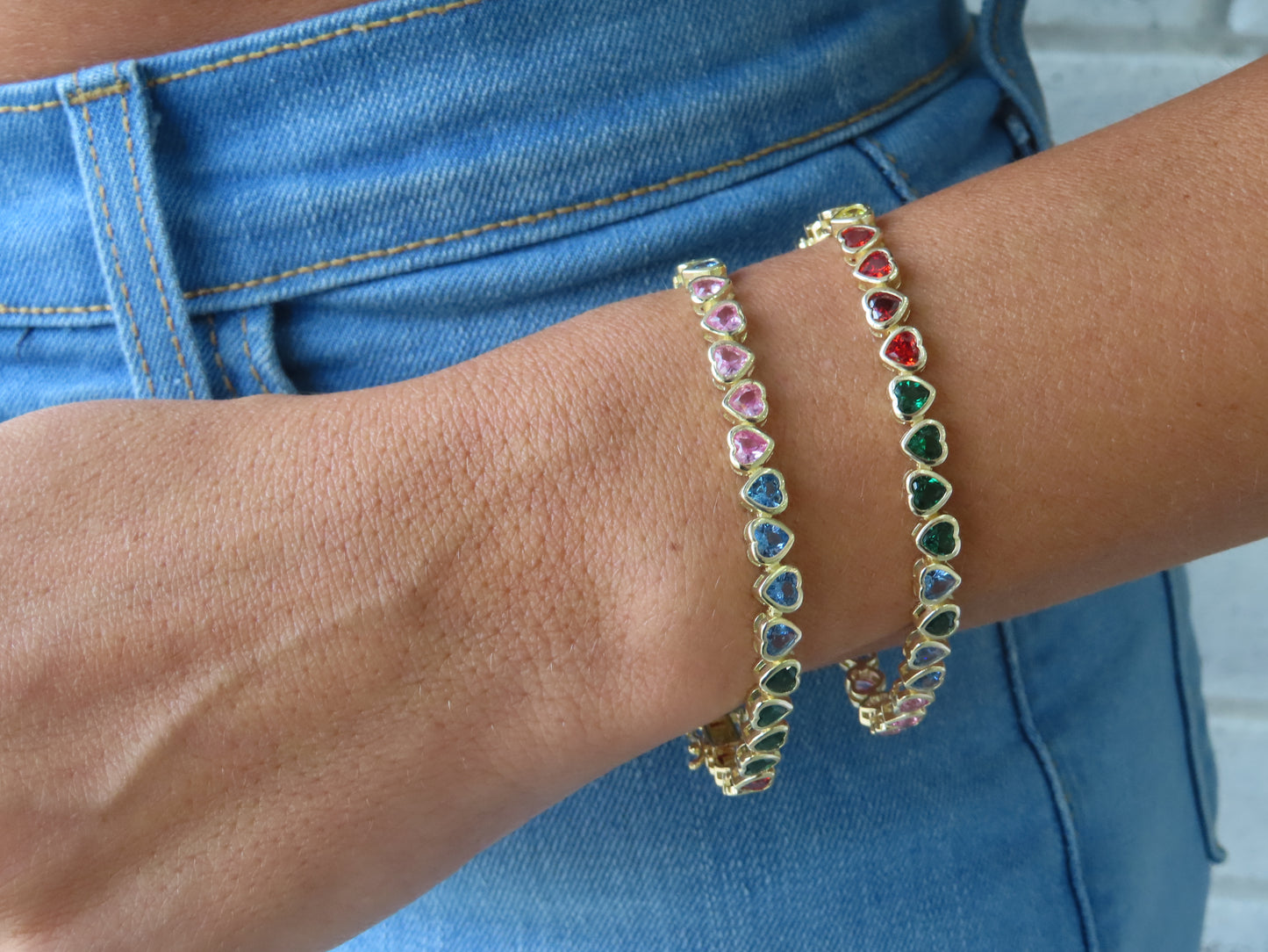 'RAINBOW HEARTS TENNIS BRACELET'