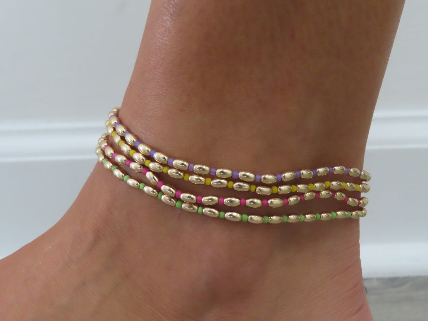 '14K GOLD FILLED COLOR BALL ANKLET'