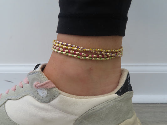 '14K GOLD FILLED COLOR BALL ANKLET'