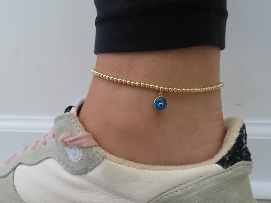 '14K GOLD FILLED EVIL EYE ANKLET'