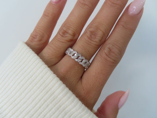 'WHITE GOLD DIAMOND CUBAN RING'