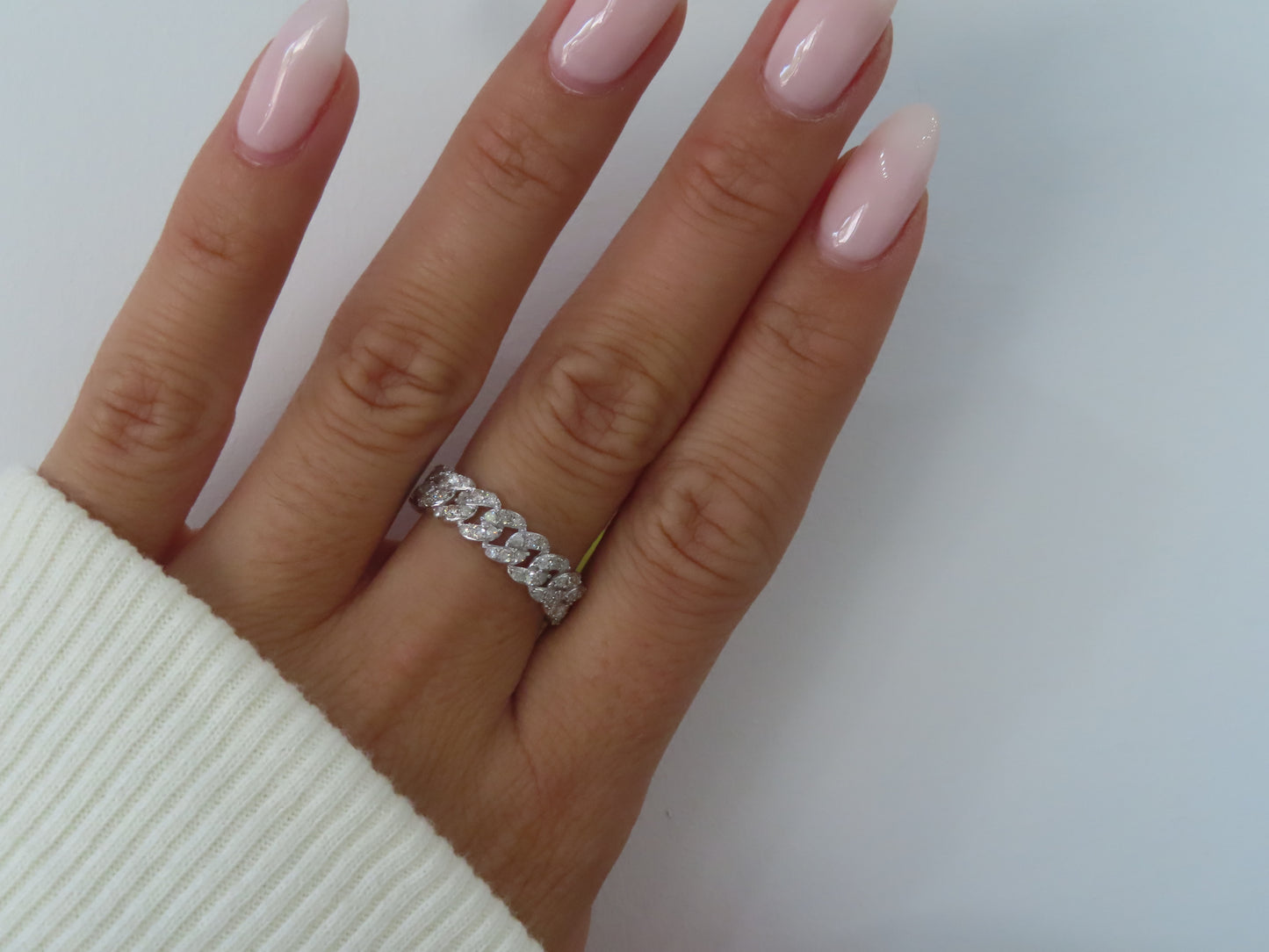 'WHITE GOLD DIAMOND CUBAN RING'