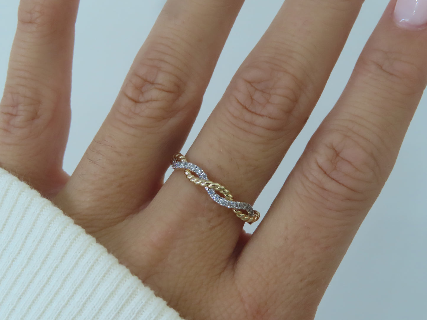 '14K ROPE DIAMOND TWIST RING'