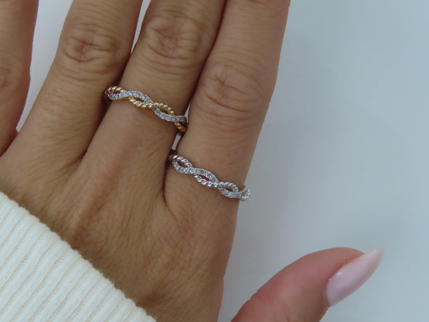 '14K ROPE DIAMOND TWIST RING'