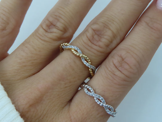 '14K ROPE DIAMOND TWIST RING'