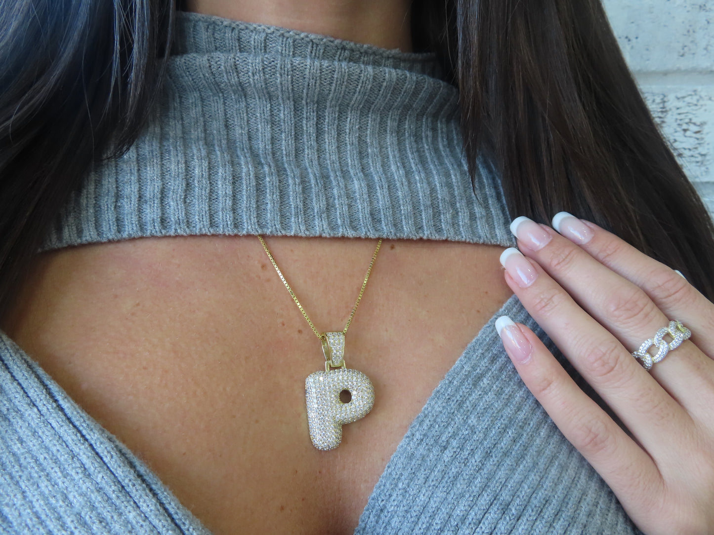 'BIG BUBBLE LETTER NECKLACE'