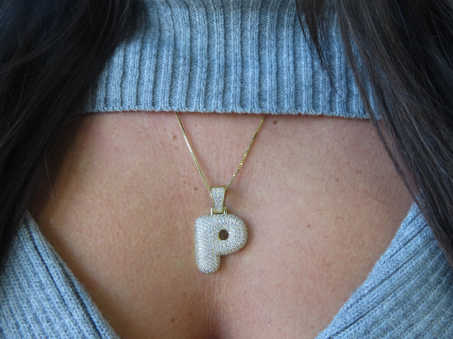 'BIG BUBBLE LETTER NECKLACE'