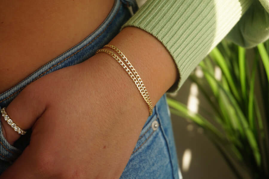 'MINI TWO-TONE CURB LINK' BRACELET