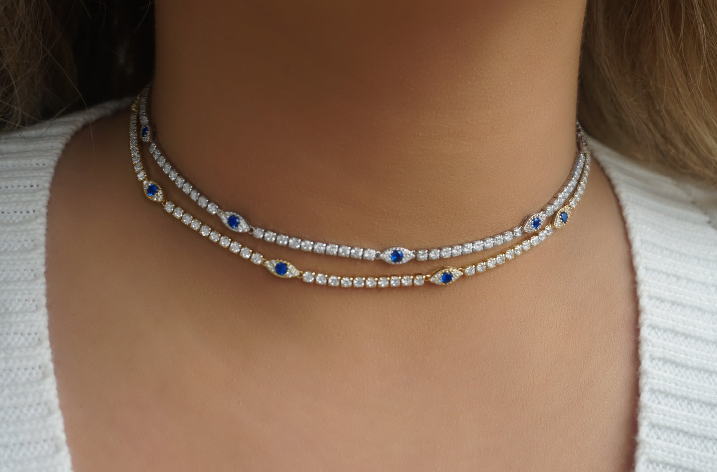 'EVIL EYE TENNIS CHOKER'