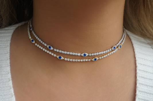 'EVIL EYE TENNIS CHOKER'