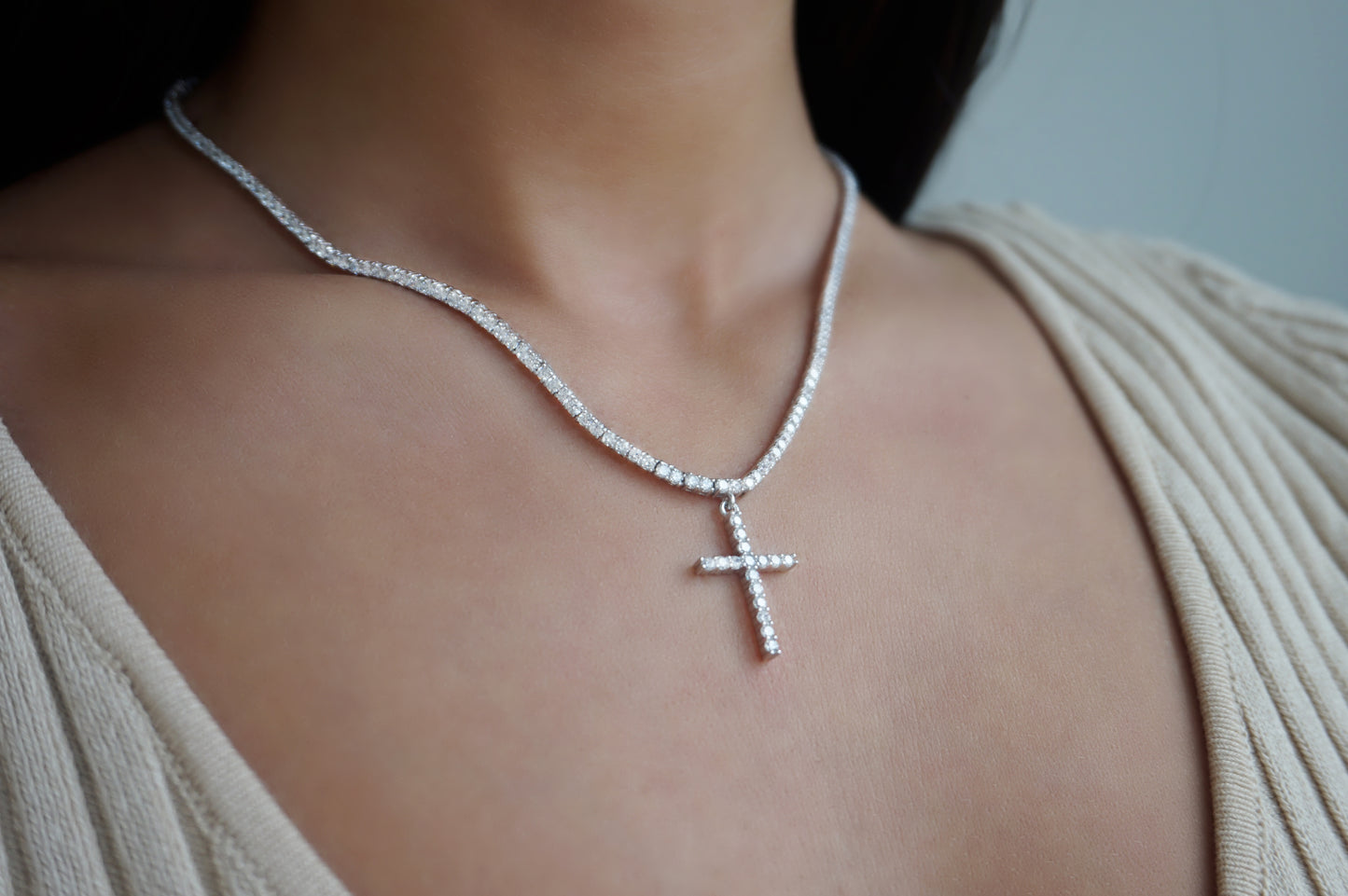 ‘MINI CROSS TENNIS NECKLACE’