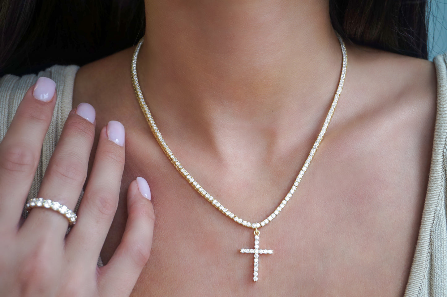 ‘MINI CROSS TENNIS NECKLACE’