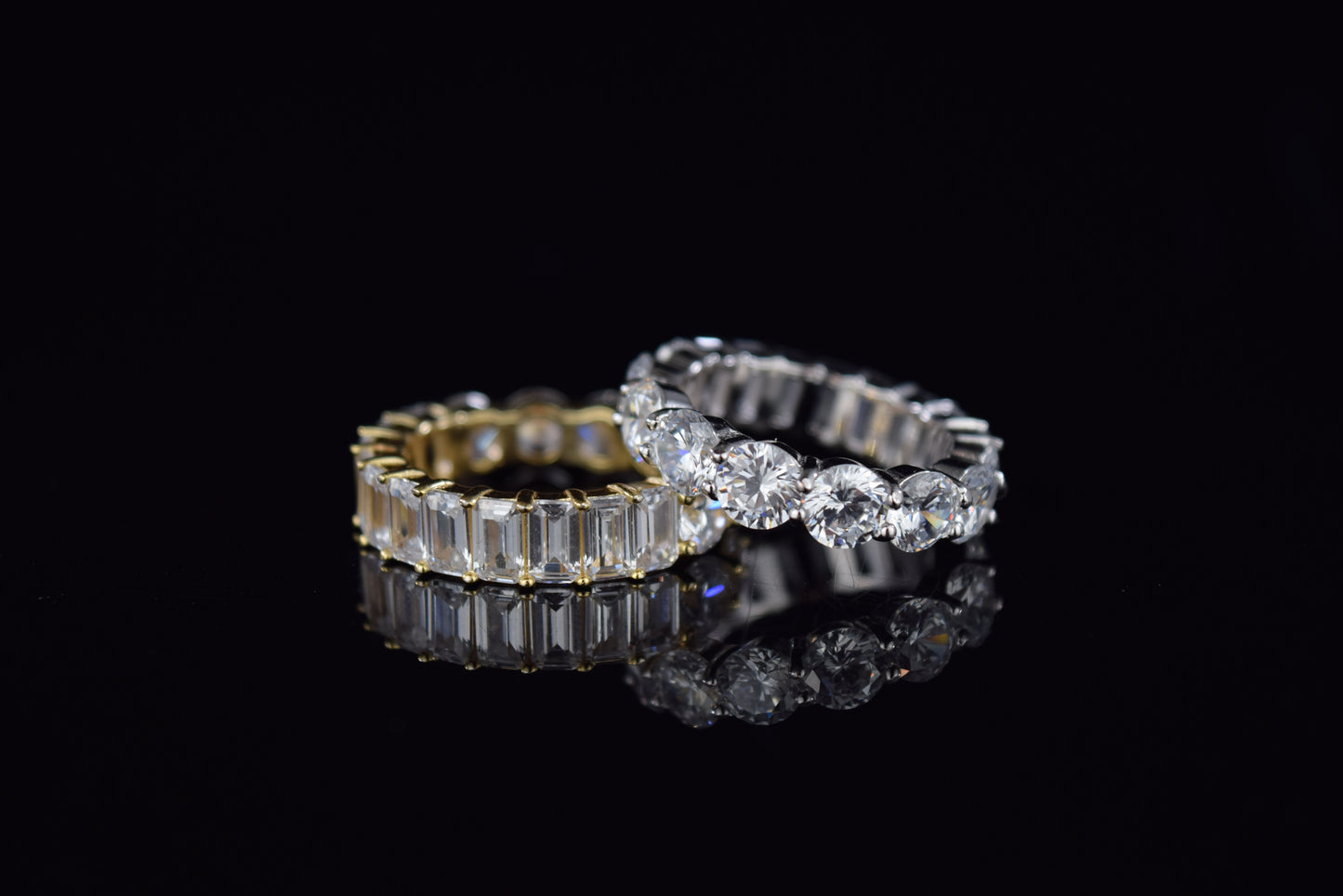 'ROUND & EMERALD CUT DUAL ETERNITY BAND'