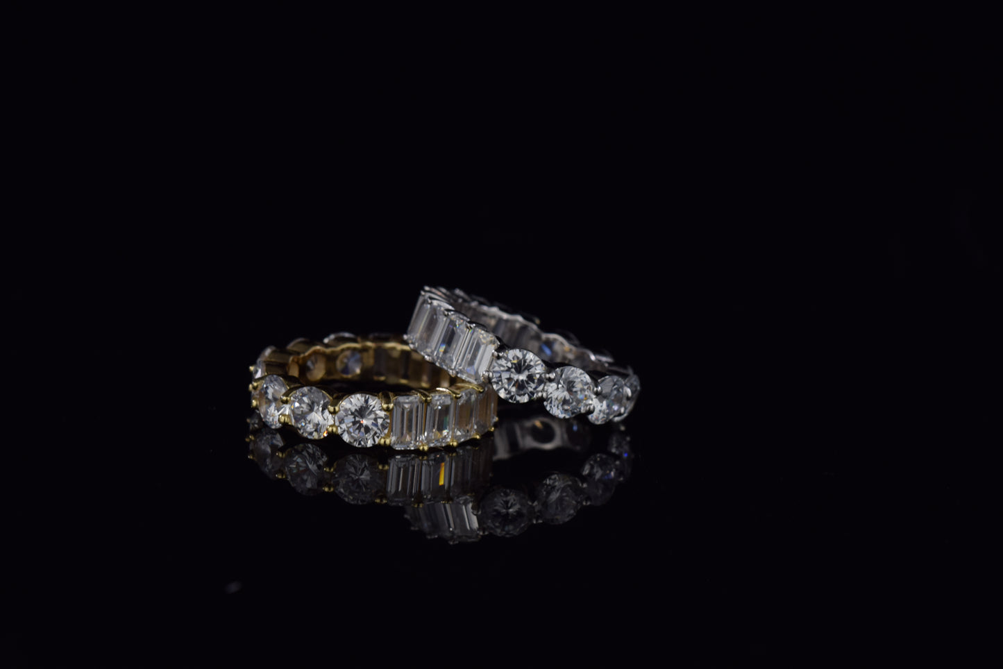 'ROUND & EMERALD CUT DUAL ETERNITY BAND'