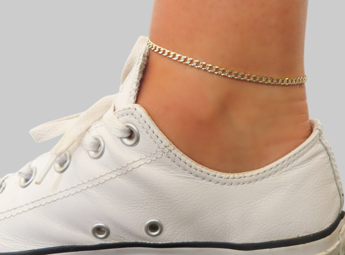 ‘MINI TWO-TONE CURB LINK ANKLET’