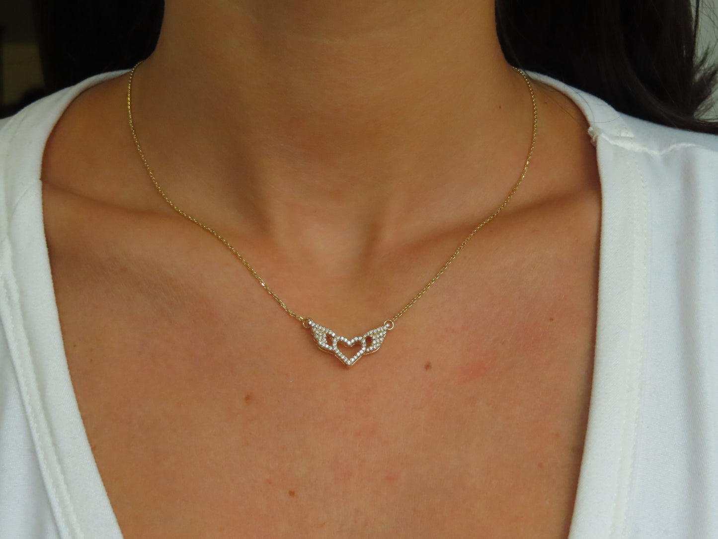 '14K DIAMOND ANGEL WINGS NECKLACE'