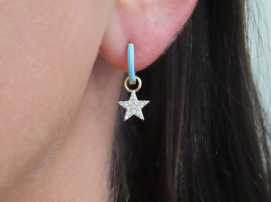 'BABY BLUE ENAMEL STAR DROP EARRING'