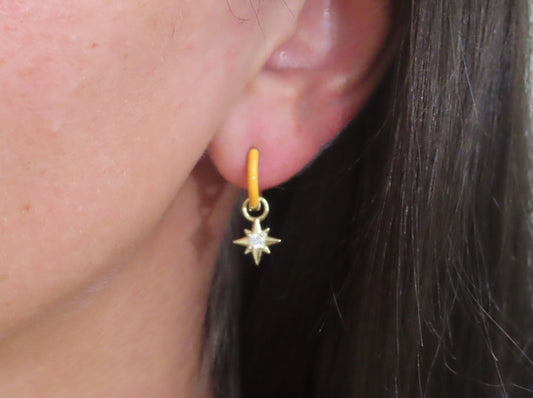 'ORANGE ENAMEL STARBURST DROP EARRING'