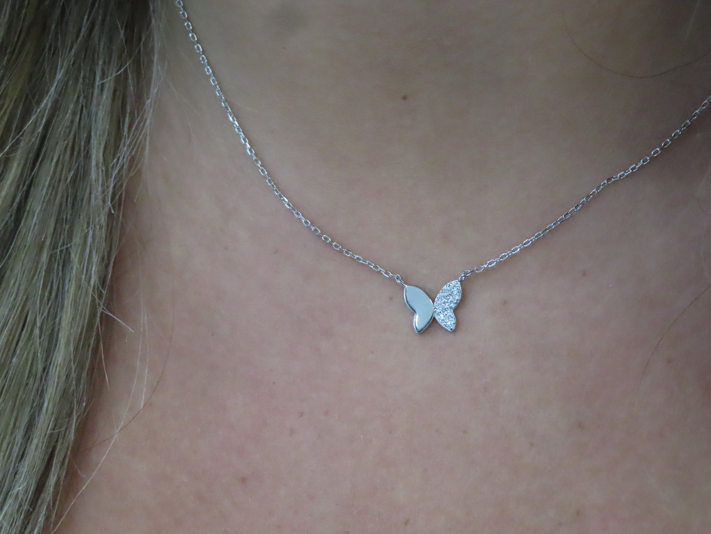 'HALF CRYSTAL BUTTERFLY NECKLACE'