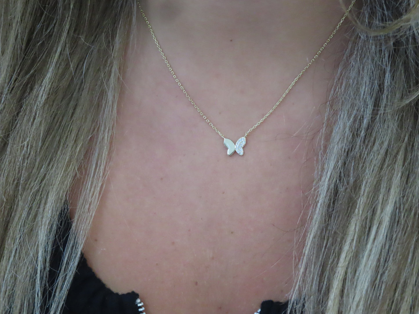 'HALF CRYSTAL BUTTERFLY NECKLACE'