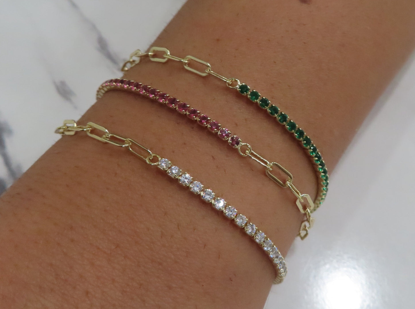 'OPEN LINK GEMSTONE BRACELET'