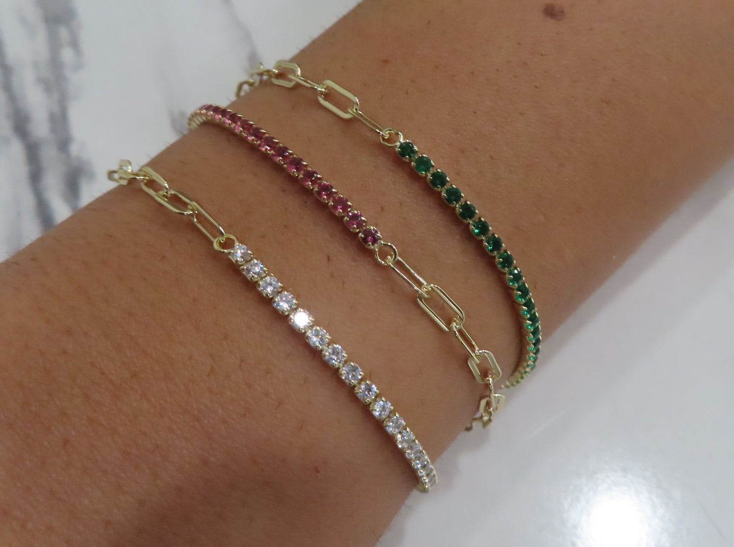 'OPEN LINK GEMSTONE BRACELET'