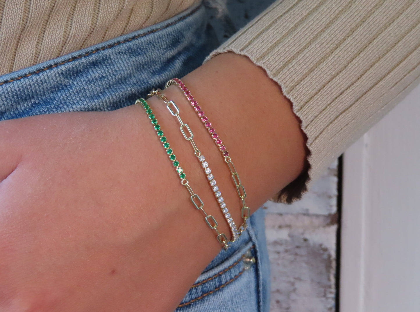 'OPEN LINK GEMSTONE BRACELET'