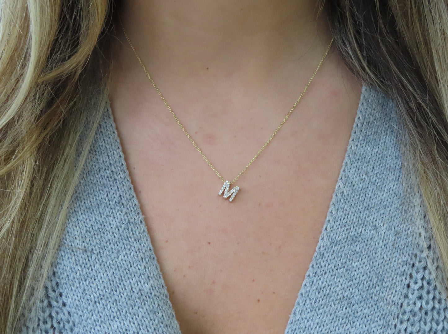 '14K GOLD & DIAMOND INITIAL NECKLACE'