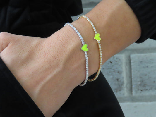 ‘NEON HEART TENNIS BRACELET’