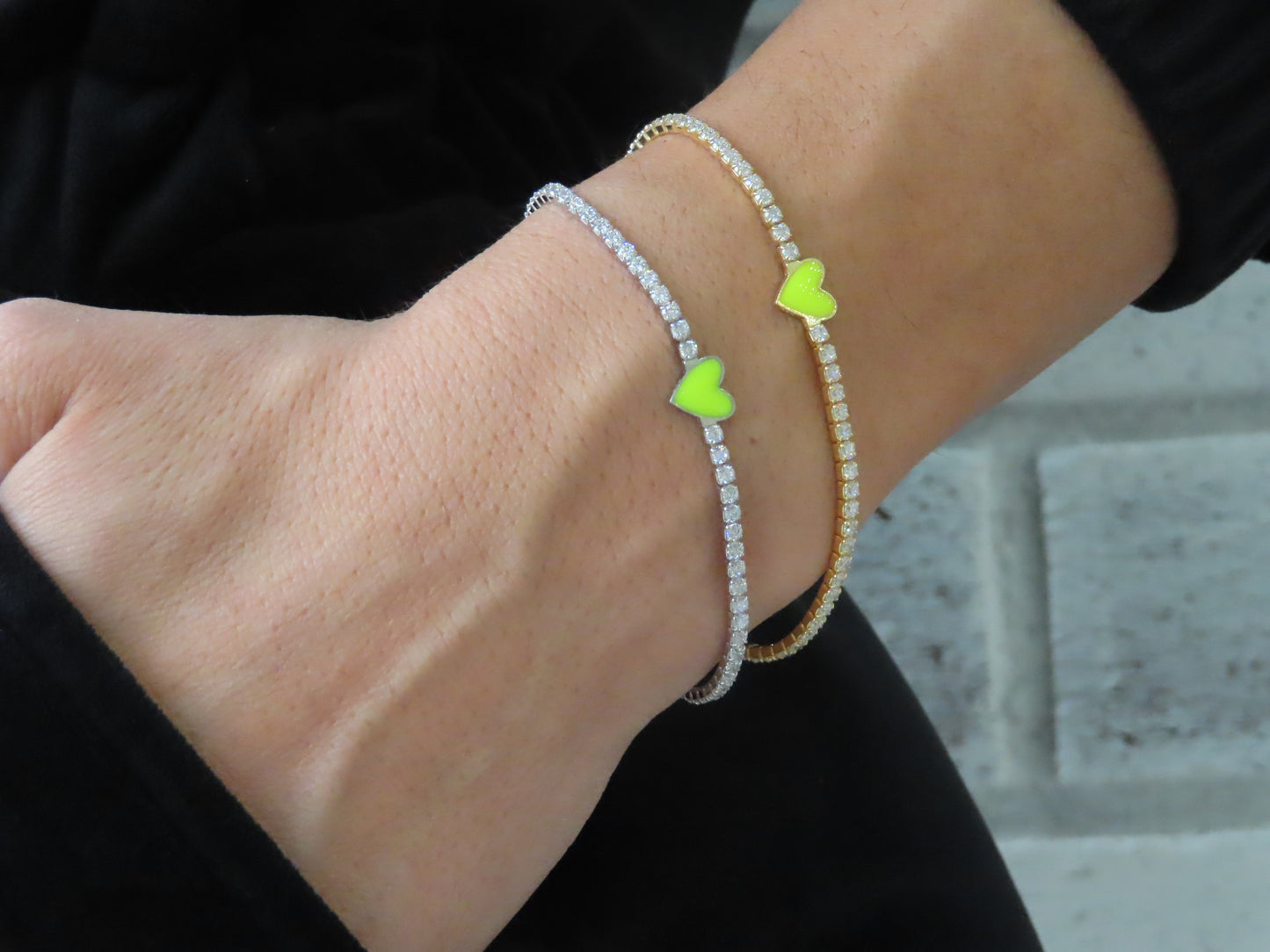 ‘NEON HEART TENNIS BRACELET’