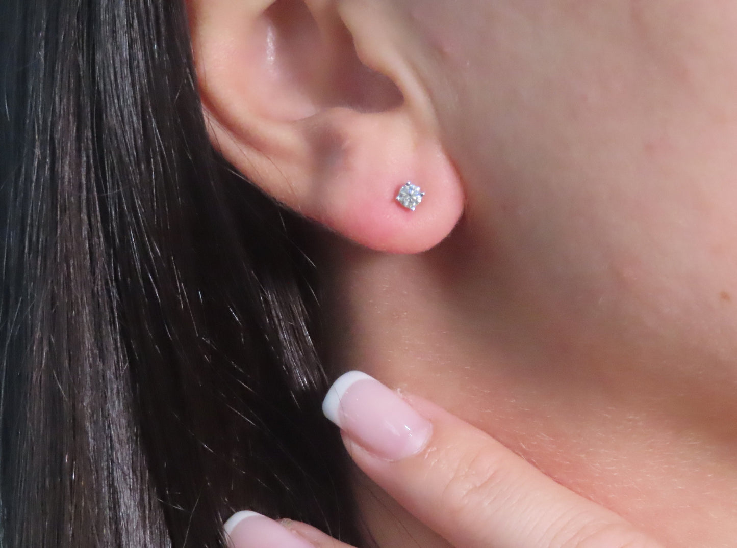 '14K GENUINE MINI DIAMOND STUDS'