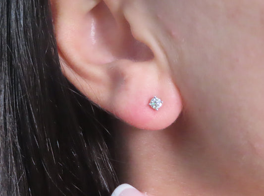 '14K GENUINE MINI DIAMOND STUDS'