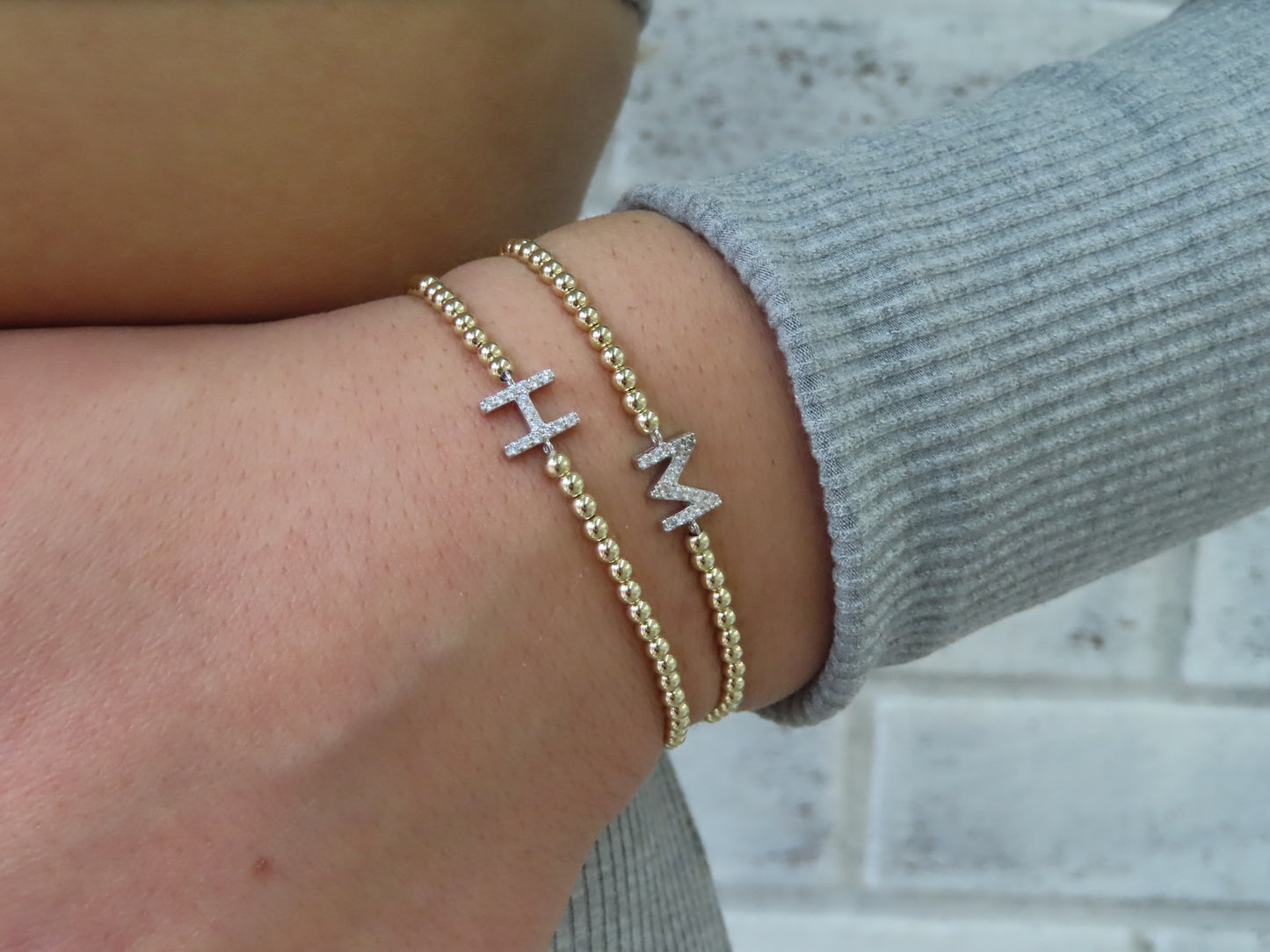 'PAVÉ LETTER BALL BRACELET'