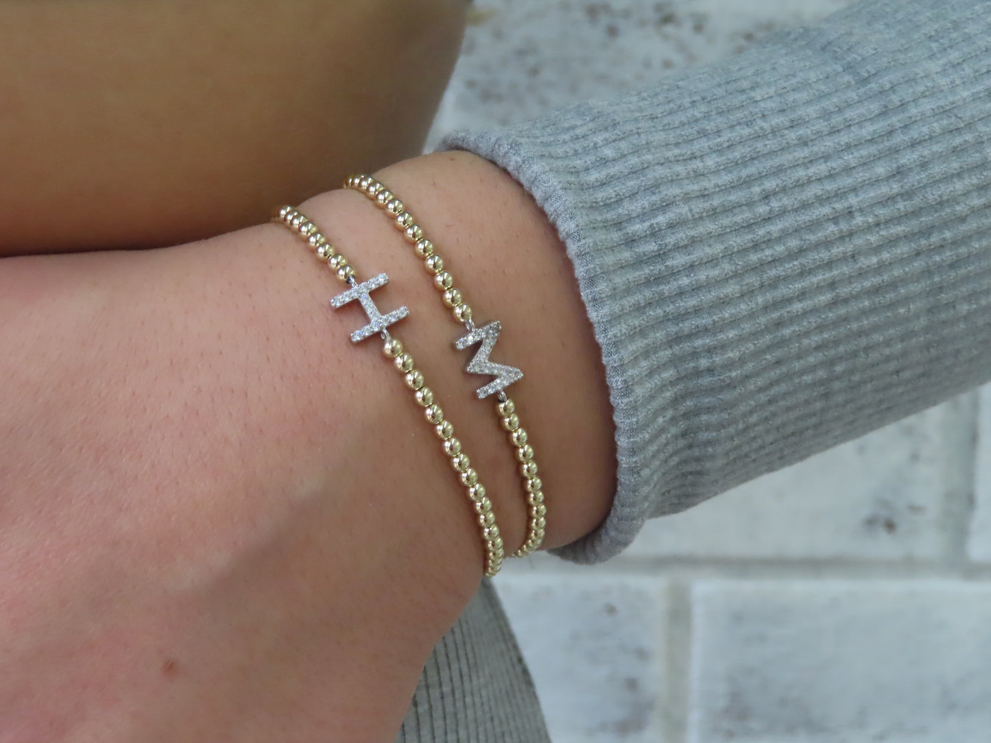 'PAVÉ LETTER BALL BRACELET'