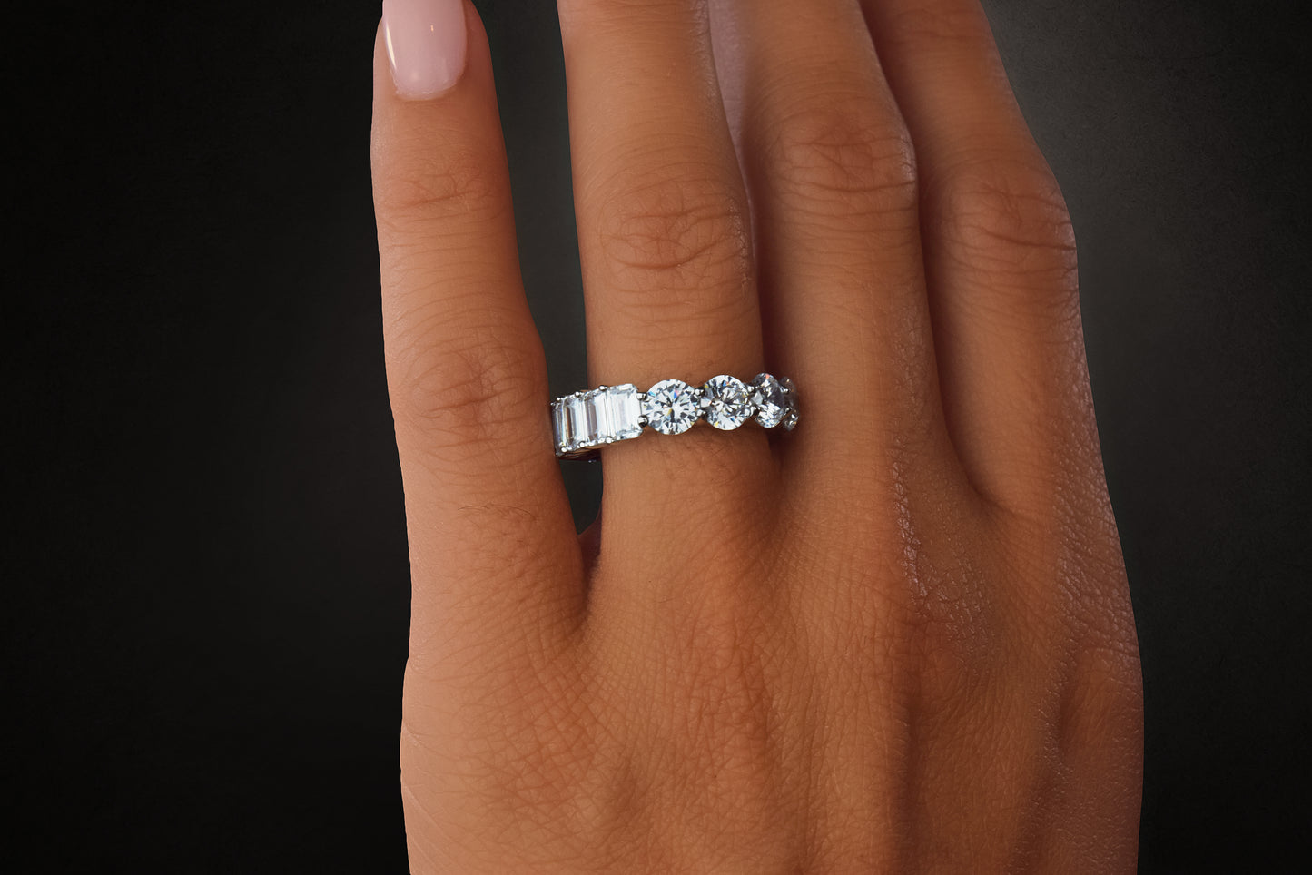 'ROUND & EMERALD CUT DUAL ETERNITY BAND'