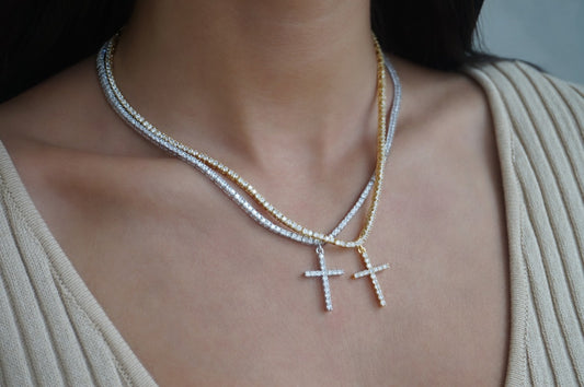 ‘MINI CROSS TENNIS NECKLACE’