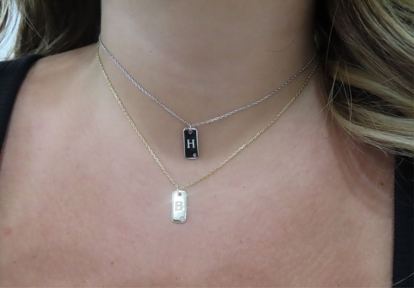 'MINI DOG TAG LETTER NECKLACE'