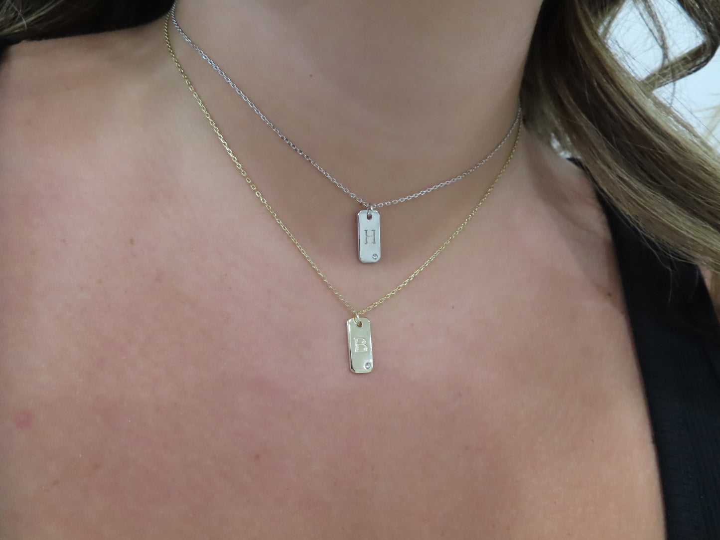 'MINI DOG TAG LETTER NECKLACE'